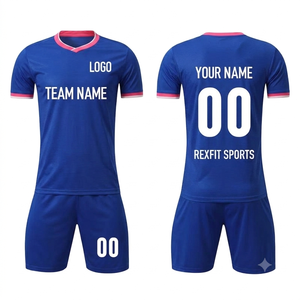 Maillot de football pour homme REXFIT SPORTS, manches courtes, col en V, séchage rapide, nom et numéro personnalisés, vêtements d'équipe, taille adulte, maillot de sport - Product Image 1