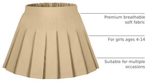 Jupe plissée pour filles, taille élastique, uniforme scolaire, kaki, vêtements pour enfants d'école primaire, jupe-short de tennis avec short intégré - Product Image 2