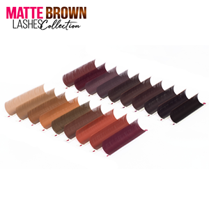 Extensions de cils marron, plateaux mixtes, fibres PBT coréennes colorées, style naturel, cils vietnamiens, boîte d'exportation OEM - Product Image 1