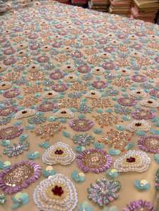 ผ้าลูกไม้คุณภาพสูงพร้อมงานปักลูกปัดหนักแน่น สำหรับชุดเจ้าสาว ชุดราตรี เสื้อผ้าดีไซเนอร์ ใช้ในอุตสาหกรรมแฟชั่นหรูหรา - Product Image 3