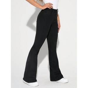 Elegantes y Modernos Jeans de Mezclilla Negros para Mujer, Corte de Campana, Cintura Alta, Elásticos, Estilo Urbano, Tallas 26 a 40 - Product Image 4