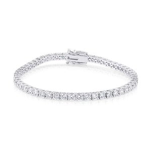 เพชรเลี้ยงในห้องปฏิบัติการ รับรองโดย IGI สร้อยข้อมือเทนนิสทอง 14K ประดับเพชรแบบ Pave Setting ชุบโรเดียม หรูหรา น้ำหนักกะรัตสูง ของขวัญสำหรับงานหมั้น - Product Image 1