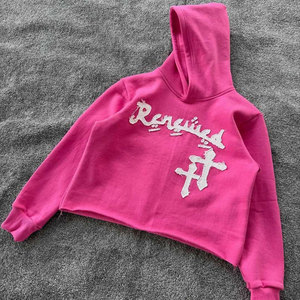 Sudadera con capucha personalizada con estampado puff, bordado desgastado, cierre de cremallera, unisex, 100% algodón, 450GSM, forro polar, invierno - Product Image 2