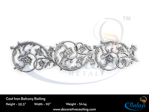 European Cast Iron Balcony Railing With Floral Design <b>Wall</b> Mounted Rust Resistant Grey Finish - Product Image 5