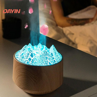 Humidificateur ultrasonique 300 ml, diffuseur d'arômes à effet de flamme USB, lumière LED RGB, faible bruit, arrêt automatique
