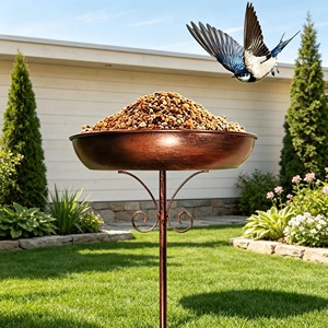 Bain d'oiseaux moderne en cuivre au design élégant, parfait pour l'extérieur, jardin, mangeoire à oiseaux, bassin d'eau, construction durable. - Product Image 6