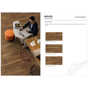 Azulejos de porcelana de madera de roble marrón 600x1200mm 60x120cm cerámica 24x48in alto brillo antideslizante diseño de suelo de aspecto de madera - Product Image 3