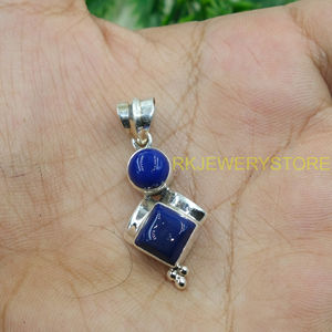 Collier pendentif en pierre précieuse lapis-lazuli bleu naturel, pendentif en argent sterling 925, grand bijou en lapis-lazuli, cadeau pour femme - Product Image 3