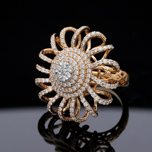 Luxury 18K Solid <b>Gold</b> <b>Cocktail</b> <b>Ring</b> With Round Brilliant Cut Diamond Star Shape For Women Party Jewelry - Product Image 4