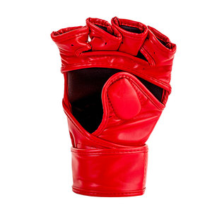 Gants de MMA en cuir rouge à demi-doigts avec fermeture Velcro pour adultes – Arts martiaux mixtes professionnels, grappling, entraînement - Product Image 2