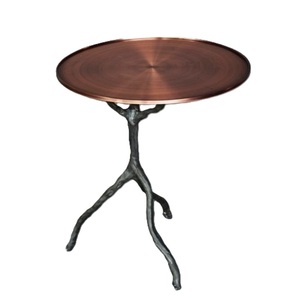 Table basse ronde en argent martelé de style antique français, plateau en métal fait main, décoration artistique moderne, design parisien haut de gamme, moderne - Product Image 3