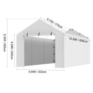 Telo di Ricambio per Tenda Garage/Posto Auto Coperto Resistente 3x6m con Protezione UV e Facile Installazione - Product Image 2