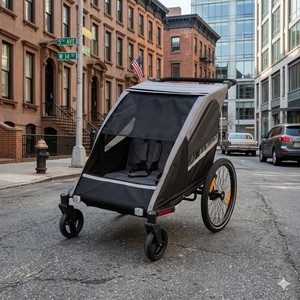 TC-2024T Child Jogger Easy Folding 3 in 1 Lightweight Twin Stroller <b>Trailer</b> with Aluminum Frame & Canopy - Product Image 3