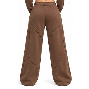 Pantalon évasé en polaire pour femme, coupe large, décontracté, hiver, survêtement, vente en gros, fabricant, fournisseur, OEM, ODM, vêtements de sport - Product Image 2