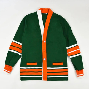 Logos personnalisés sur des pulls à col en V doux et de haute qualité pour les sororités/fraternités/écoles/collèges/universités, logos tricotés sur des cardigans - Product Image 1