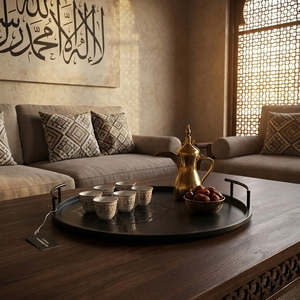 Contemporary <b>Black</b> Round <b>Serving</b> <b>Tray</b> Premium Decorative Hospitality Platter for Modern Interiors Tableware <b>Serving</b> Platter - Product Image 2