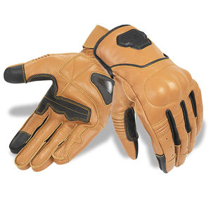 Genuine Leather Vintage Motorcycle Full Finger <b>Gloves</b> Rubber Guard <b>Touchscreen</b> Protection Cycling Use Waterproof UV Protection - Product Image 1