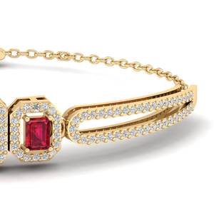 REYES Lujosas Pulseras de Tenis de Oro Sólido de 14K y 18K con Moissanita Certificada GRA para Mujer, Pulsera de Gema de Rubí de Corte Esmeralda de 0.9Ct - Product Image 2