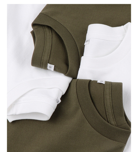 Camiseta de Manga Corta con Cuello Redondo de Algodón Grueso de 230 g para Hombre, Corte Holgado Informal, Diseño Estampado Sólido, 100 % Algodón para Hombre y Mujer - Product Image 6