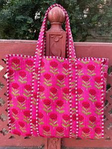 Handmade Cotton Quilted Tote <b>Bag</b> for Women – <b>Lightweight</b> Floral Print Shoulder <b>Bag</b> for Daily Use - Product Image 6