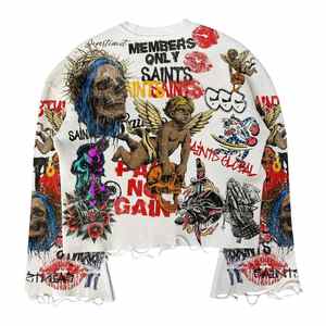 Camisetas de Hip Hop para Hombre al por Mayor, de Moda, de la Mejor Calidad, Camiseta de Hip Hop Oversize con Diseño de Diamantes de Imitación - Product Image 5