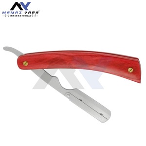Rasoir professionnel à lame unique en acier inoxydable avec verrouillage pivotant pour hommes, manche en bois rouge et argenté, outil de rasage à bord droit - Product Image 4