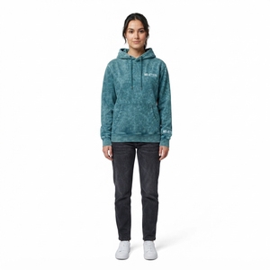 Sudadera con Capucha para Mujer, Color Azul Verde Azulado, Estilo Acid Wash, con Bolsillo Canguro, Logotipo Personalizado, Ropa Urbana - Product Image 1