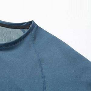 Sweat-shirt à manches raglan bleu pour homme, couleur unie, col rond, tricot décontracté, vêtement d'automne, coupe classique - Product Image 3