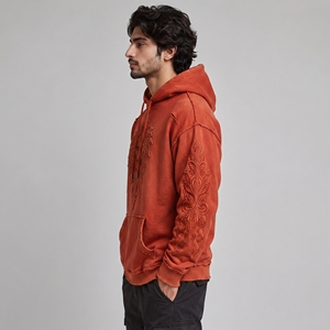 Sweat-shirts en coton mélangé de haute qualité, design pull-over, effet délavé, broderie déchirée pour hommes, tissu avec broderie détaillée - Product Image 3
