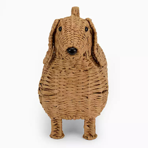 Panier en jonc de mer fait main de haute qualité en forme de chien, panier tressé en osier pour chien Basset Hound, décoration d'intérieur fabriquée au Vietnam - Product Image 2