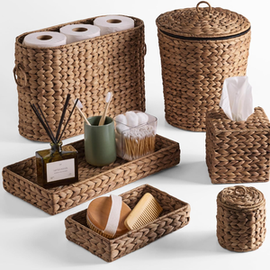Best Quality Classic Water Hyacinth <b>Bathroom</b> Storage Set 6-piece <b>Baskets</b> for Storage Crafted by Vietnamese Skilled Artisans - Product Image 2