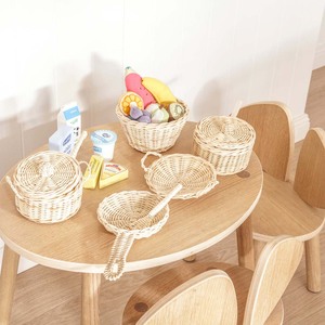 Ensemble de cuisine en rotin tressé à la main pour enfants, jouet de cuisson avec casseroles et poêles, jouets pour jeux imaginatifs d'enfants - Product Image 6