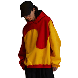 Sudadera con capucha unisex de corte y confección patchwork, con logo personalizado, estilo oversize, para invierno, para mujer. - Product Image 1