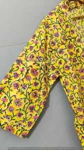 Kimono con Estampado Floral y Animal para Mujer, Amarillo, Sin Cuello, Manga Larga, Largo, Suave, No Tejido, 100% Algodón, Casual, Verano - Product Image 5