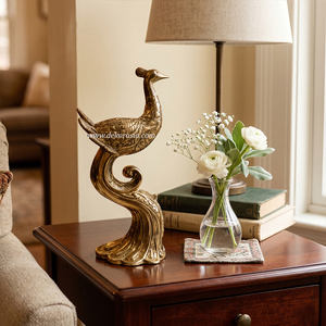 Sculpture de paon en laiton de style antique, couleur personnalisée et design personnalisable, figurine décorative faite à la main pour la décoration de maison de luxe - Product Image 6