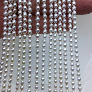 Perlas de Agua Dulce Ovaladas Blancas AAA de 3.5-5mm, Hilo Completo de Perlas Cultivadas Genuinas para Fabricación de Joyería, Venta al Por Mayor - Product Image 1