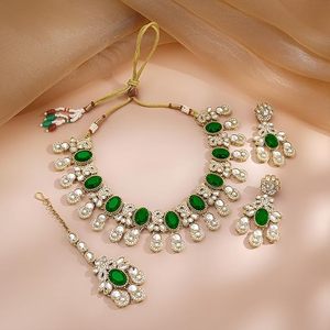 Ensemble collier et boucles d'oreilles en alliage plaqué or avec design floral en strass rose pour femmes, bijoux de mariage - Product Image 3