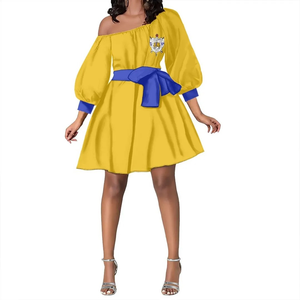 Robe décontractée à épaules dénudées Sigma Gamma Rho pour femmes, vêtements de sororité grecque, robe à manches longues élégante, vente en gros personnalisée - Product Image 1