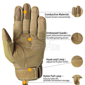 Gants tactiques haute performance marron kaki avec logo personnalisé, gants de protection respirants en cuir ignifuge et antidérapants - Product Image 5
