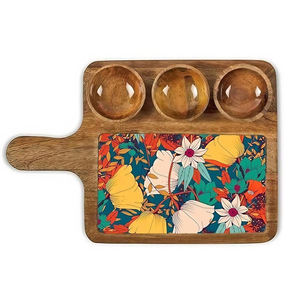 Wholesale Eco-Friendly Natural Wooden Square Classic Serving Platter with <b>Mini</b> Bowl Set Personalized for Dessert & Dry Fruits - Product Image 5