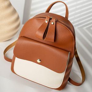 Mochila Mini Minimalista de PU para Mujer, Color Gris Claro, Forma Redonda, Correa de Hombro, Cierre de Cremallera y Broche, para Uso Diario - Product Image 4
