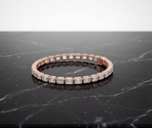 Bracelet chaîne et maillons en argent sterling, or rose, élégant, avec diamant taille émeraude, bijoux de luxe étincelants pour femme, cadeau pour mariage ou fête - Product Image 2
