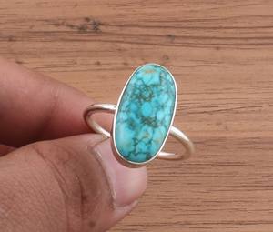 925 Sterling <b>Silver</b> Bezel Setting Turquoise Brilliant Cut Handmade Classic Boho Dainty <b>Solitaire</b> <b>Ring</b> Certified Wedding Party - Product Image 1