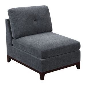 Sedia Modulare Senza Braccioli in Tessuto Chenille Grigio con Comodo Cuscino per Soggiorno - Product Image 1