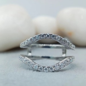 Customized Luxurious 925 Silver White <b>Gold</b> Moissanite Diamond <b>Ring</b> with Pave Setting for Parties Weddings Gifts Engagements - Product Image 1