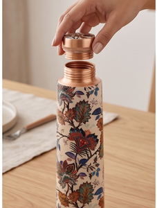 High Quality Floral Printed Design Copper Water Bottle Eco Friendly Leakproof Flask for Daily Hydration Travel Home Office - Product Image 3