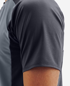 2026 Customized Men's Moisture Wicking Crew Neck Short Sleeve <b>Athletic</b> Shirt Gray Mesh Polyester Sport Top All Seasons Wear - Product Image 4