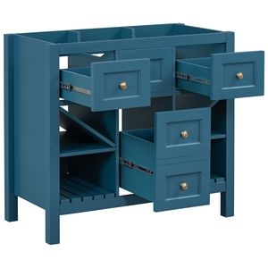 Mobile bagno da 36 pollici con telaio in legno massello, 5 cassetti, autoportante, senza lavabo, chiusura ammortizzata - Product Image 4