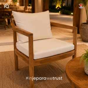 Elegante Silla de Madera Maciza para Exteriores, Elegante Sillón con Cojín para Patio, Jardín, Terraza de Villa - Product Image 1