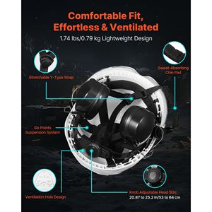 Casco di Sicurezza Industriale Approvato ANSI/ISEA Z89.1, Elmetto in ABS con Visiera e Paraorecchie, Regolazione a 6 Punti con Sospensione a Cricchetto - Product Image 4